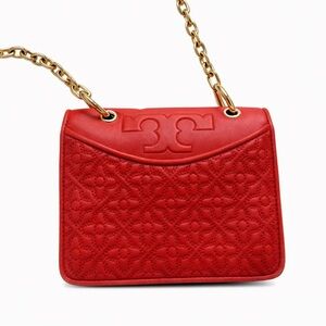 Tory Burch Alexa Mini Leather Shoulder/Crossbody Bag In Orange